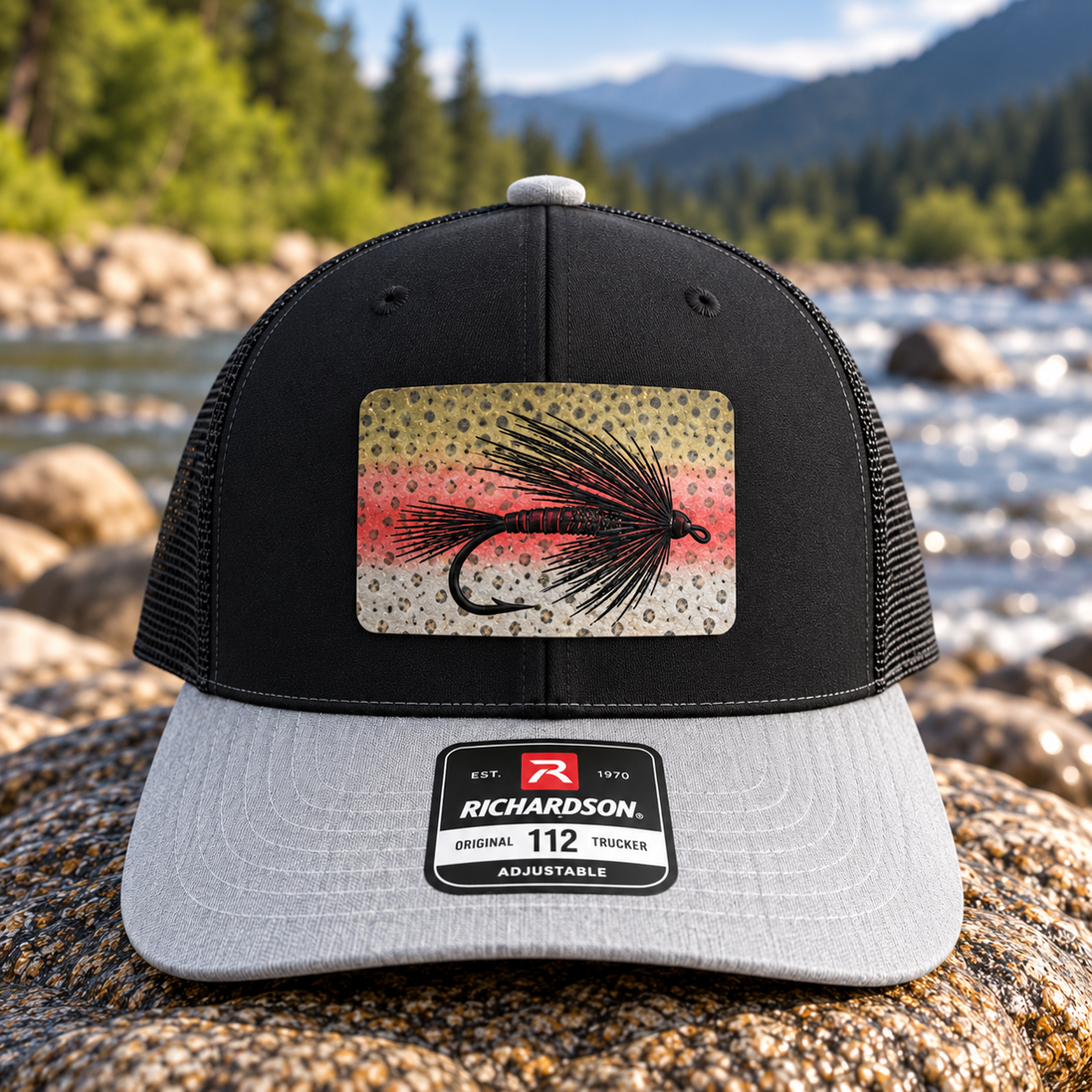 Richardson 112 Fly Fishing Hat with Rainbow Trout Print Patch