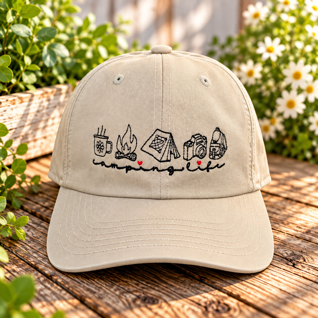 Camping Life Embroidered Yupoong Dad Hat