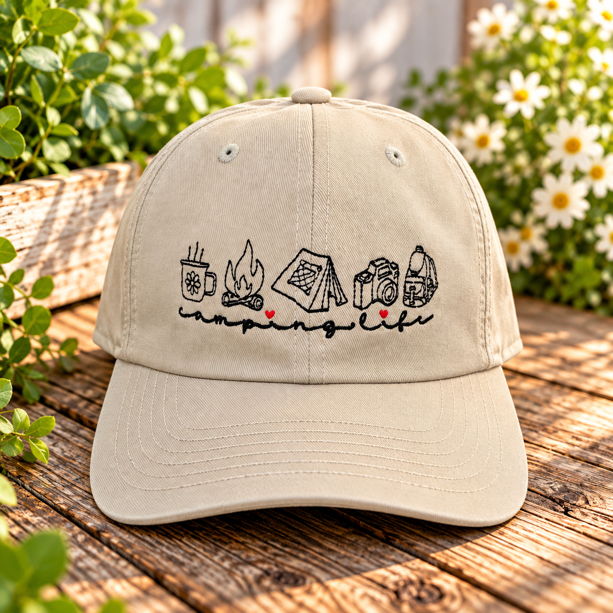 Camping Life Embroidered Yupoong Dad Hat