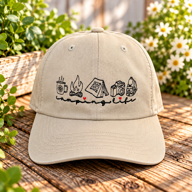 Camping Life Embroidered Yupoong Dad Hat