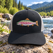 Embroidered Rainbow Trout Hat – Richardson 115 Black/Charcoal