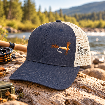 Embroidered Fly Fishing Hat – Navy Richardson 115 Trucker Cap