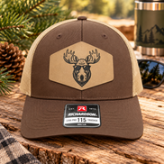 Moose Hat, Richardson 115 Trucker Hat, Moose with Sunglasses Hat, Leatherette Patch Hat, Outdoorsman Gift for Men