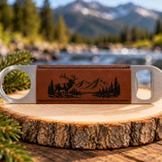 Elk Bottle Opener, Laser Engraved Leatherette Opener, Elk Hunter Gift, Mountain Wildlife Gift, Hunting Gift for Men, Outdoorsman Gift