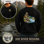 Skeleton Fly Fishing T-Shirt or Sweatshirt | Front & Back Graphic