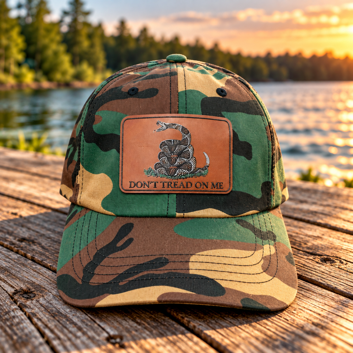 Don't Tread on Me Camo Trucker Hat – Gadsden Flag Patch