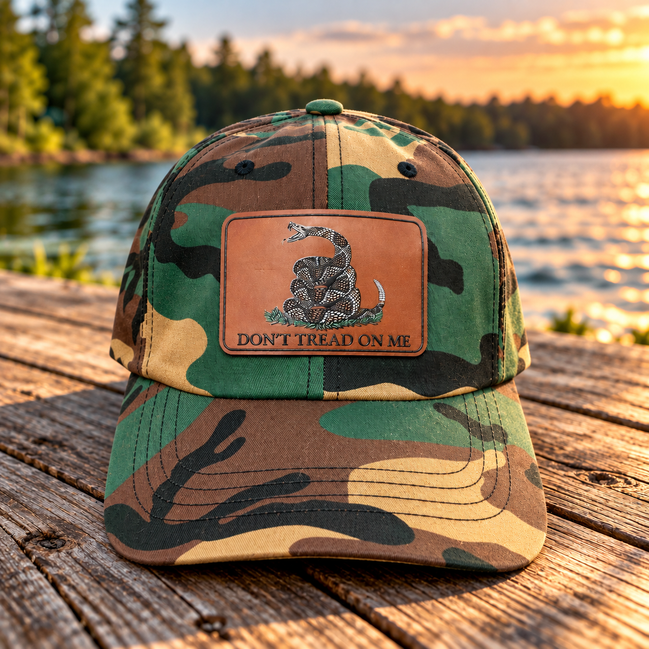 Don't Tread on Me Camo Trucker Hat – Gadsden Flag Patch