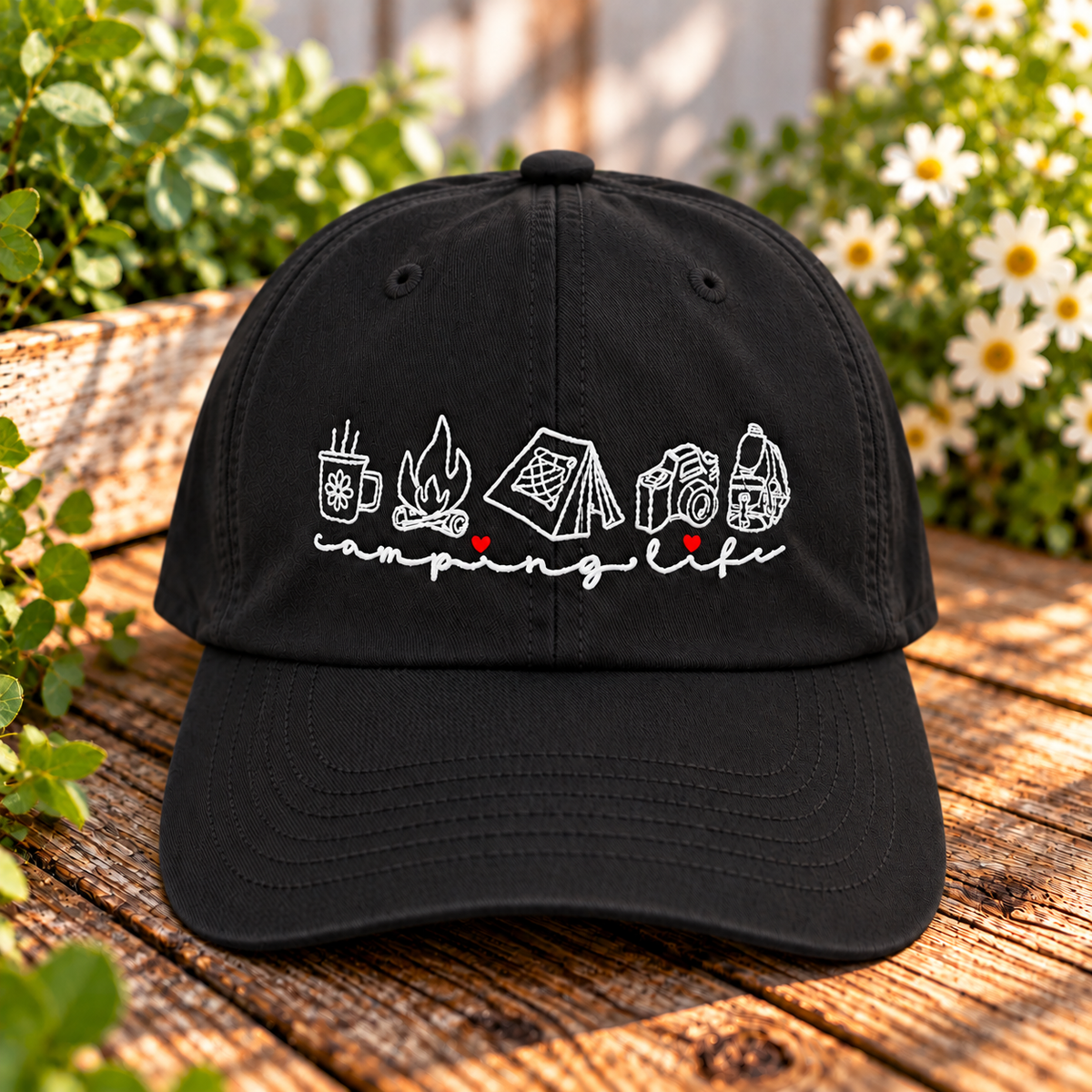 Camping Life Embroidered Yupoong Dad Hat
