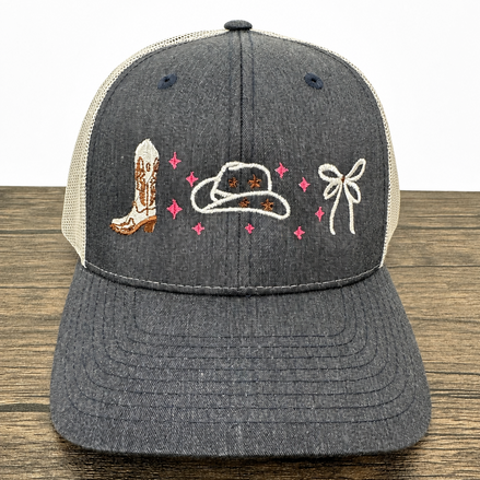 Embroidered Cowgirl Coquette Design Hat