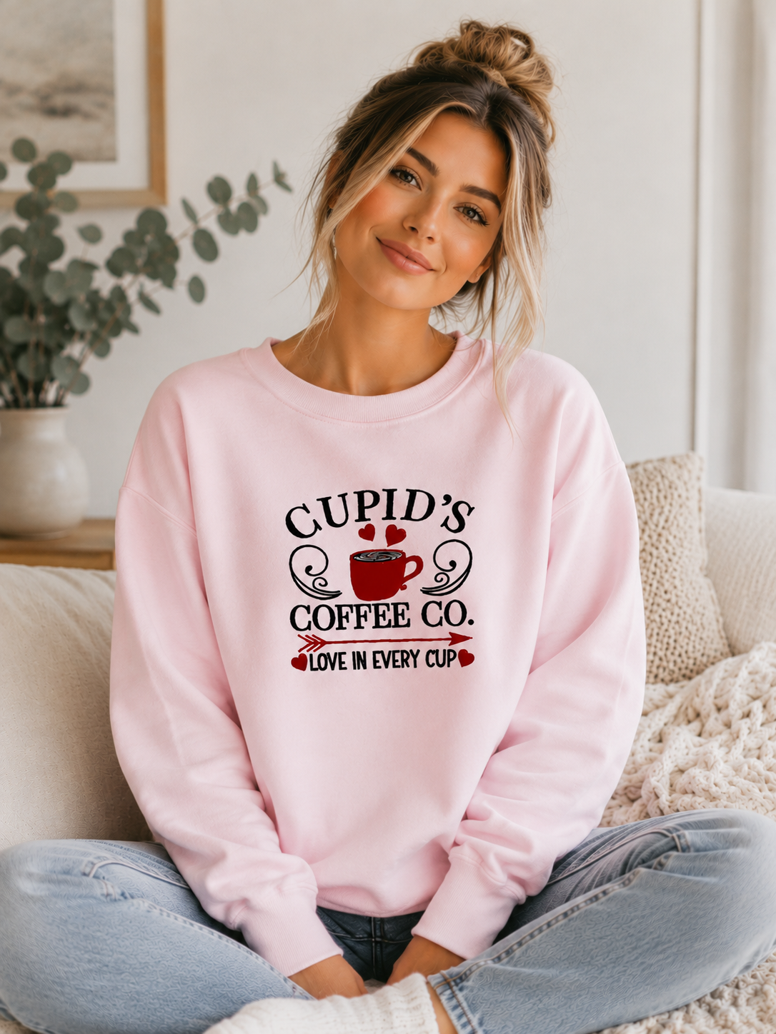 Cupid’s Coffee Company Embroidered Sweatshirt - Valentine’s Day Coffee Lover Gift