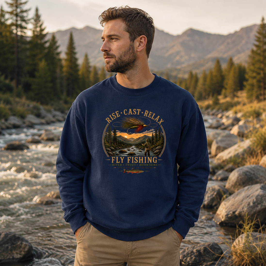 Rise Cast Relax Fly Fishing Sweatshirt
