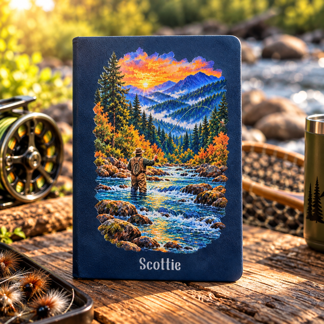 Personalized Fly Fishing Journal, Fly Fisherman Notebook, River Fishing Journal, Angler Gift, Fishing Gift for Men, Outdoor Journal