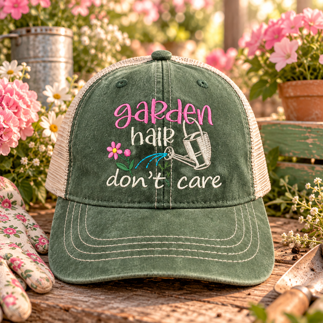 Garden Hair Dont Care Hat, Gardening Hat for Women, Adams Game Changer Cap, Gardener Gift, Flower Lover Hat, Garden Lover Gift