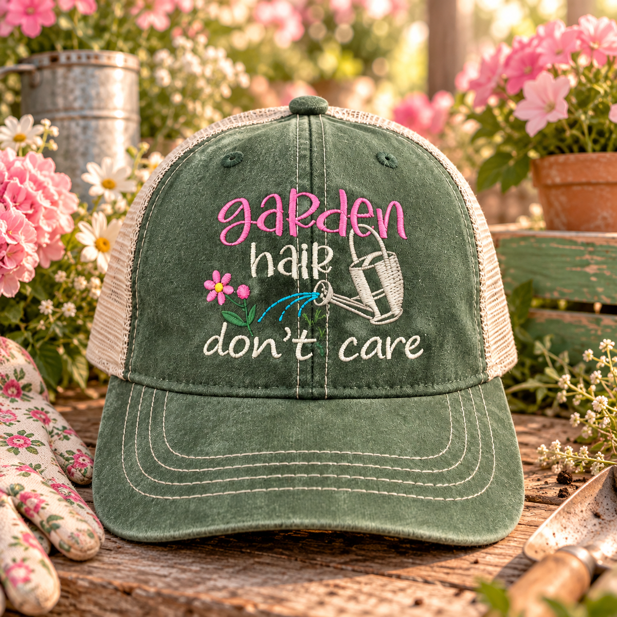 Garden Hair Dont Care Hat, Gardening Hat for Women, Adams Game Changer Cap, Gardener Gift, Flower Lover Hat, Garden Lover Gift
