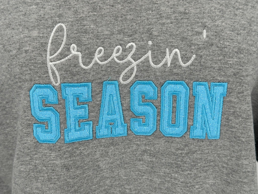 Freezin’ Season Glitter Appliqué Embroidered Sweatshirt