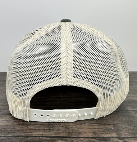 Back view of the rainbow trout patch hat