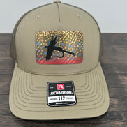 Brook trout fly fishing hat with an engraved fly