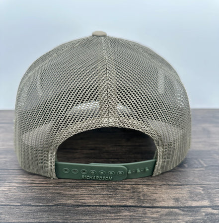 Back view of the brook trout fly fishing hat