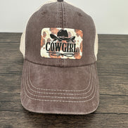 Hat with Cow Print Cowgirl Patch