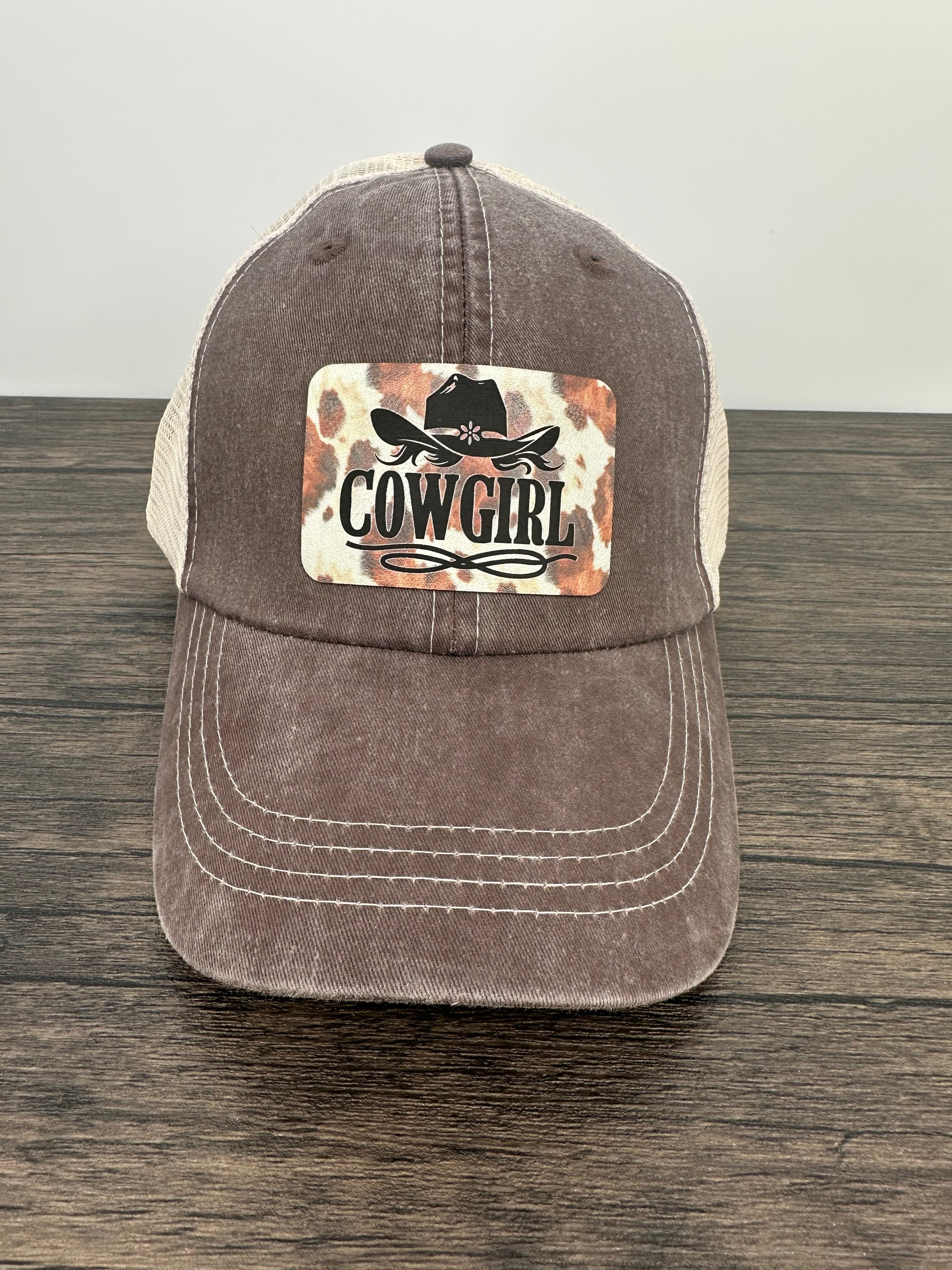 Hat with Cow Print Cowgirl Patch