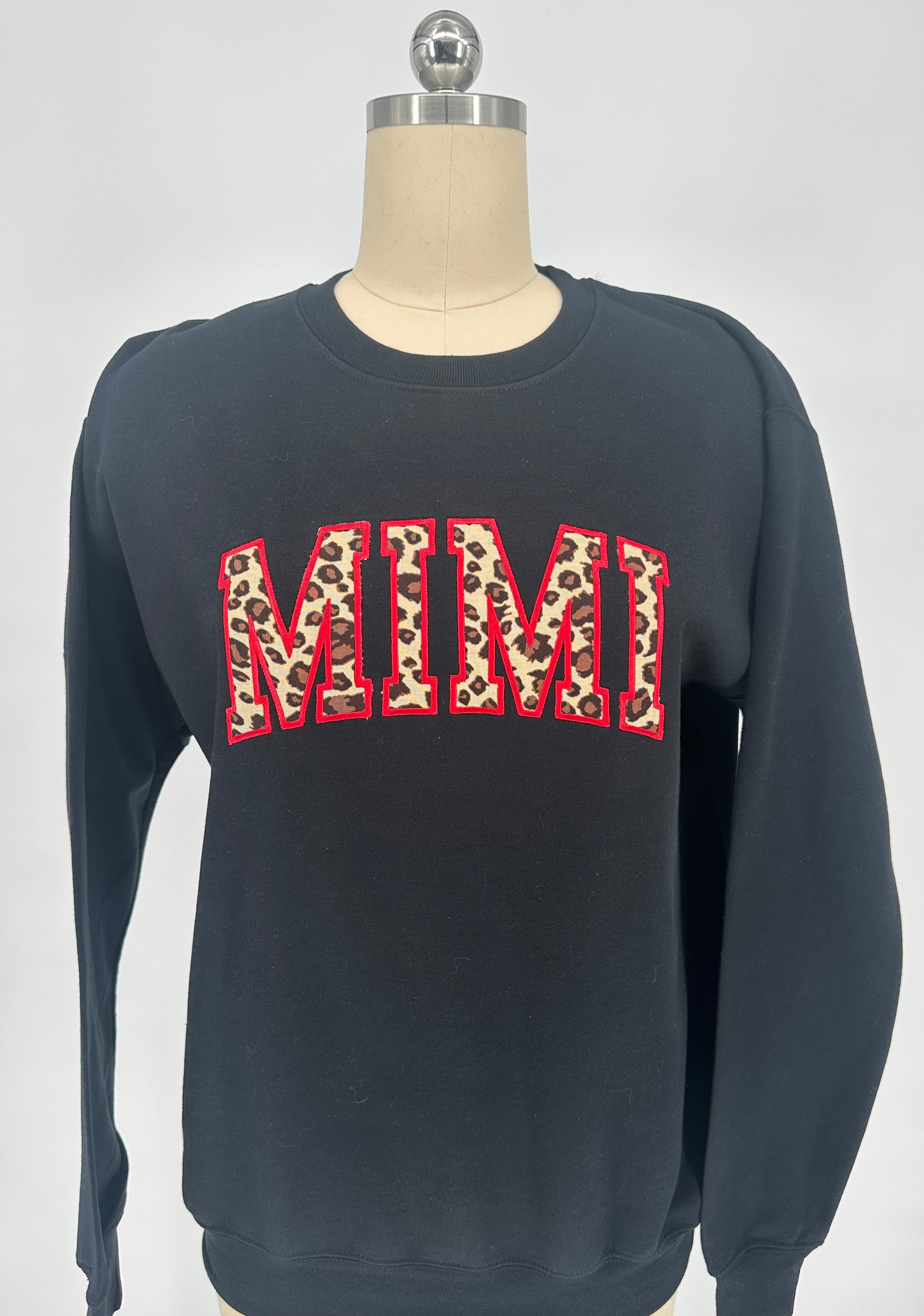 Mimi Leopard Appliqué Sweatshirt | Embroidered Mimi Gift