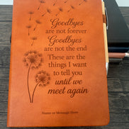 A close up of the grief journal in brown
