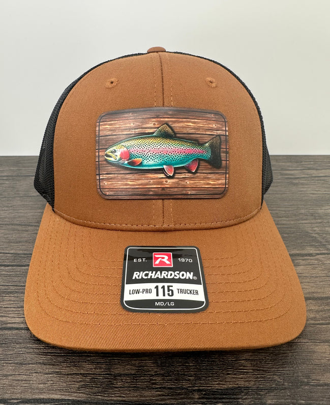 Colorful Rainbow Trout Hat - Caramel/Black Richardson Trucker Cap