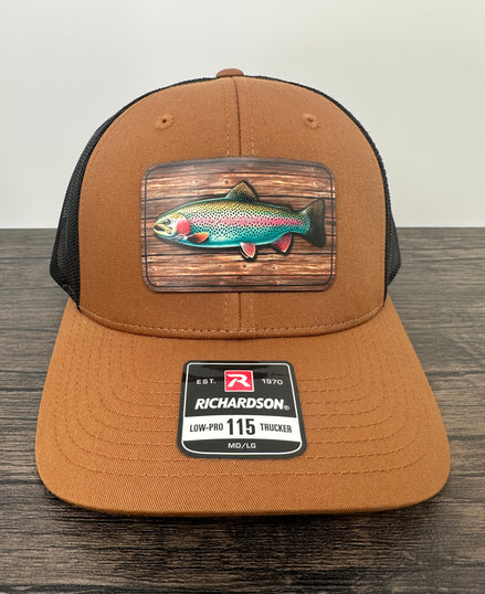 Colorful Rainbow Trout Hat - Caramel/Black Richardson Trucker Cap