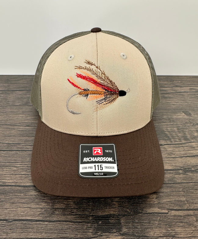 Embroidered fly on a Richardson 115 hat