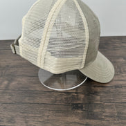 Beige coffee themed embroidered hat side view