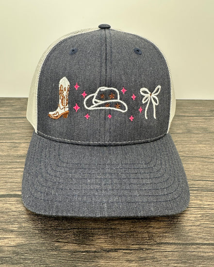 Embroidered Cowgirl Coquette Design Hat