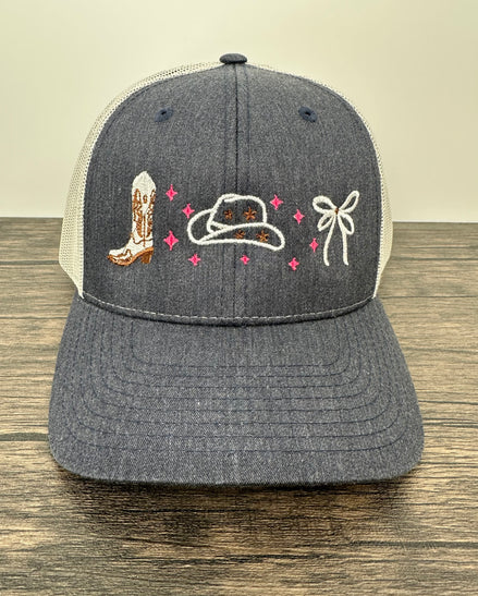 Embroidered Cowgirl Coquette Design Hat