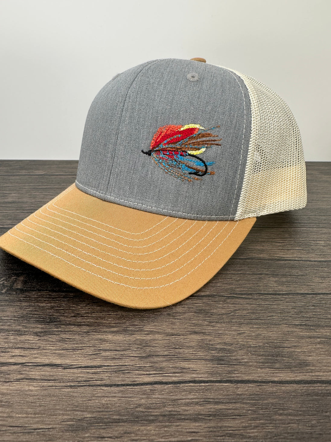 Embroidered Fly Fishing Hat - Side Embroidered Fly - Richardson 112 6-panel cap