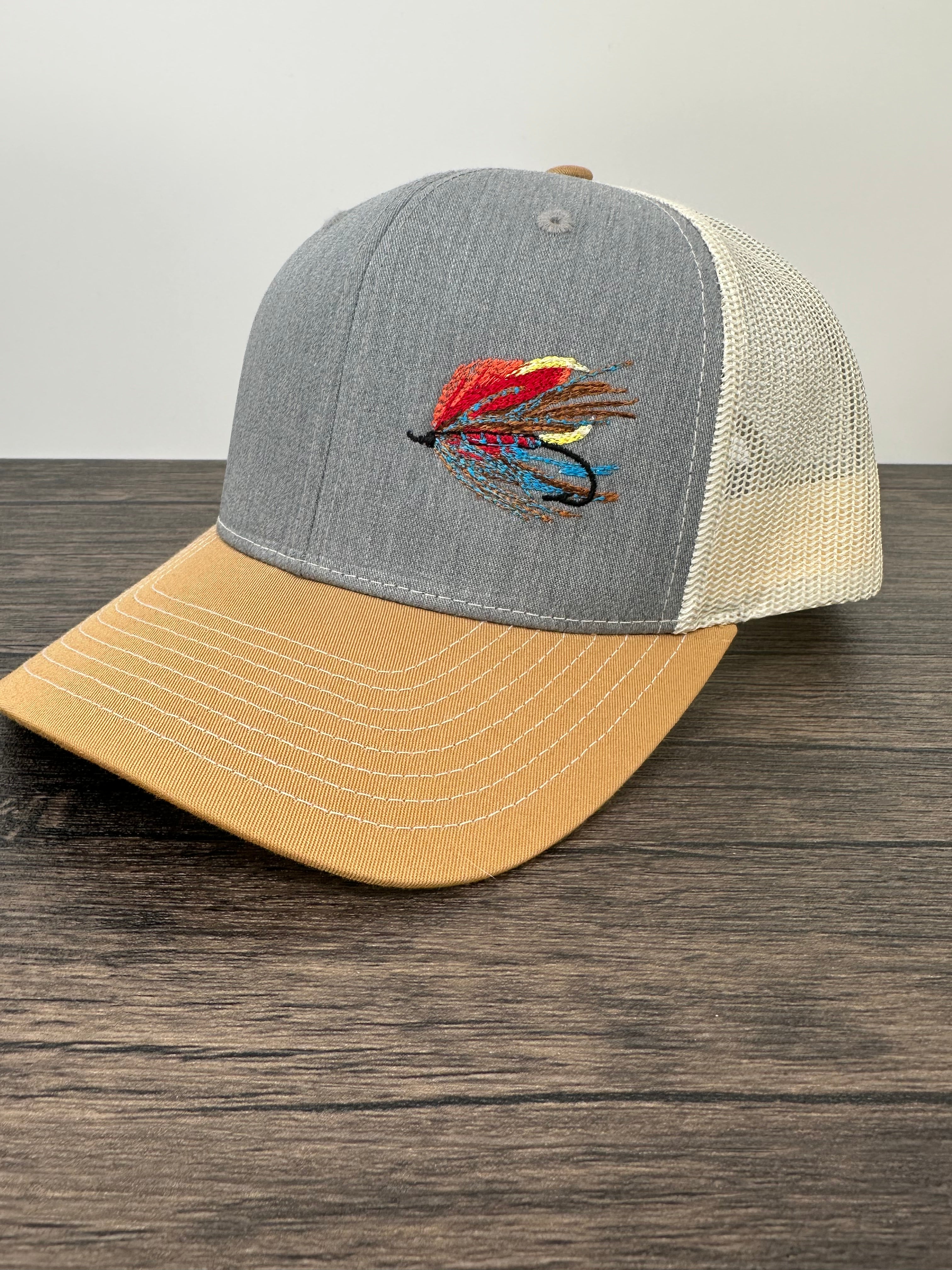 Embroidered Fly Fishing Hat - Side Embroidered Fly - Richardson 112 6-panel cap