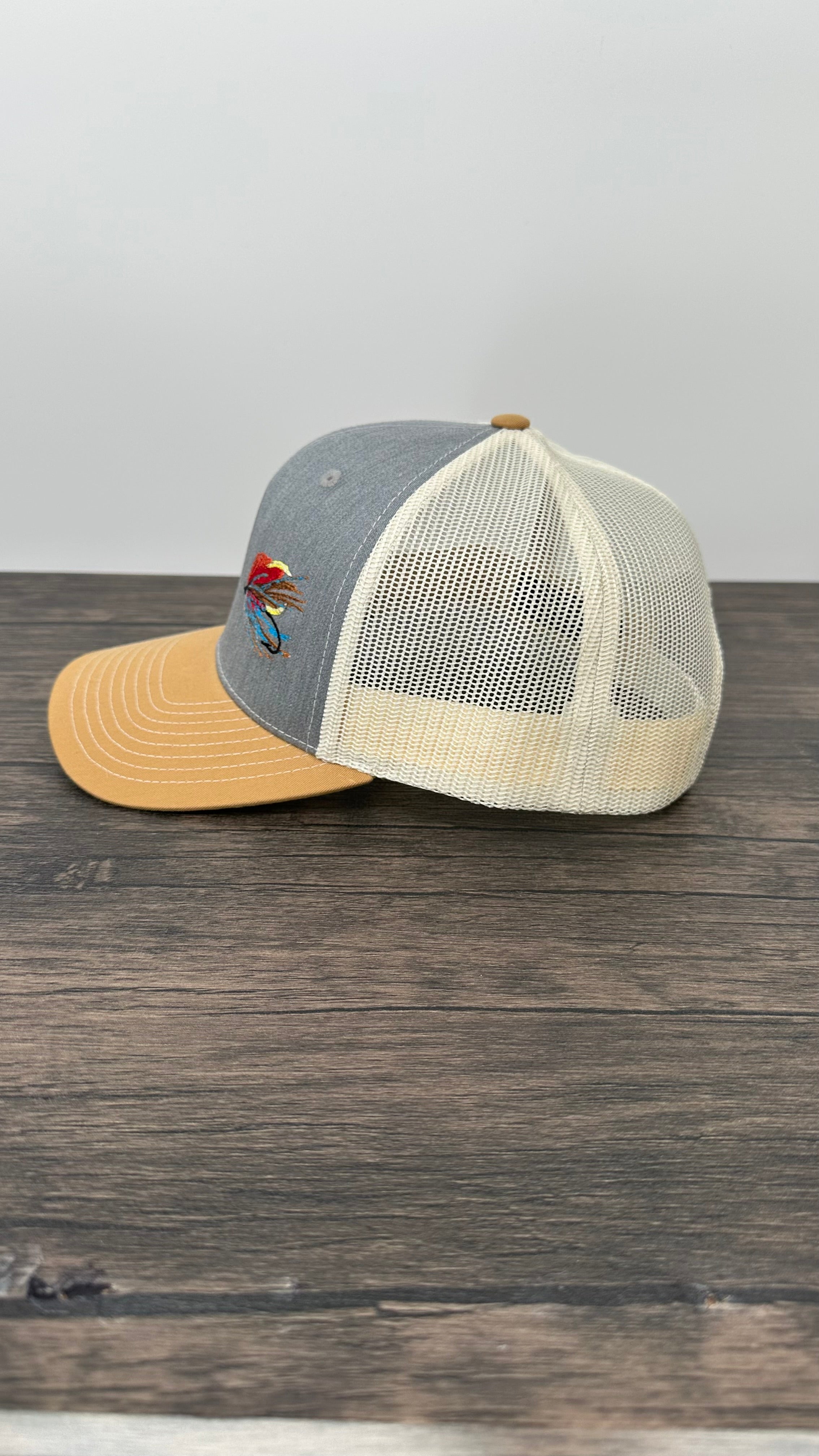 Embroidered Fly Fishing Hat - Side Embroidered Fly - Richardson 112 6-panel cap