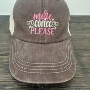 More Coffee Please Embroidered Women's Baseball Cap - Daisy Design