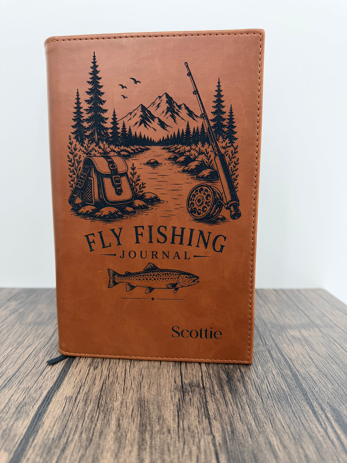 Personalized Refillable Fly Fishing Journal, Custom Engraved Leatherette Notebook, Fishing Log Book, Fisherman Gift, Angler Journal