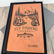 Personalized Refillable Fly Fishing Journal, Custom Engraved Leatherette Notebook, Fishing Log Book, Fisherman Gift, Angler Journal