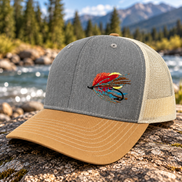 Embroidered Fly Fishing Hat – Richardson 112 Gray & Amber Gold