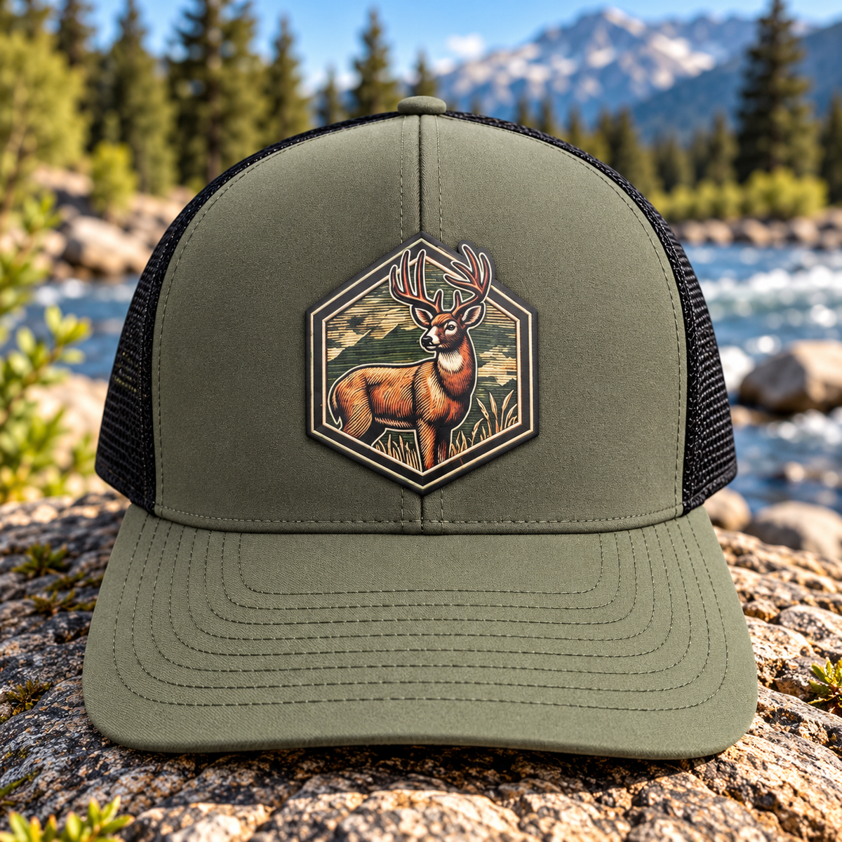 Whitetail Deer Patch Hat – Durra-Bull Snapback Trucker Cap