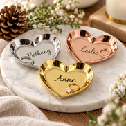 Personalized Heart Ring Dish – Laser-Engraved Jewelry Holder