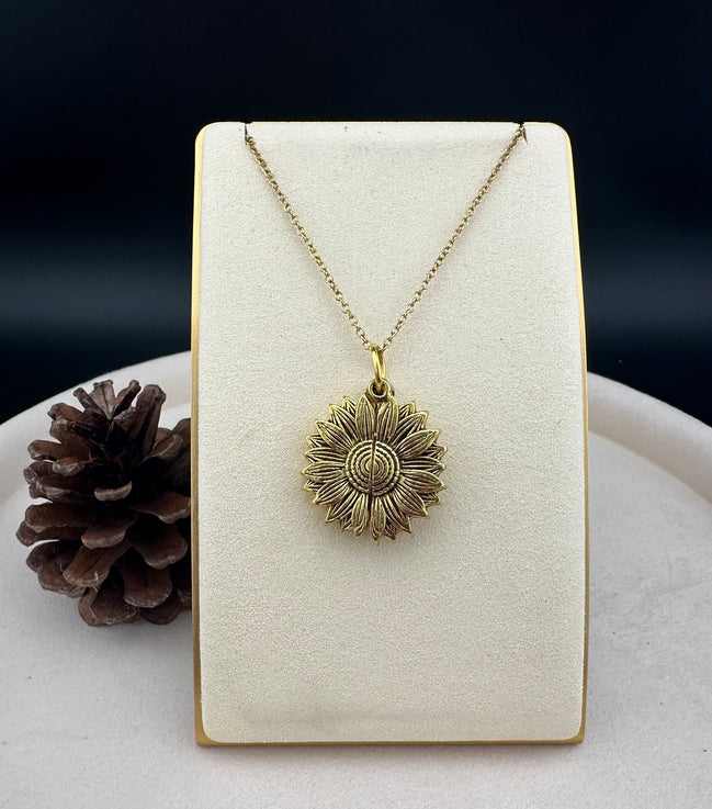 Personalized Sunflower Necklace - Custom Engraved Message Keepsake