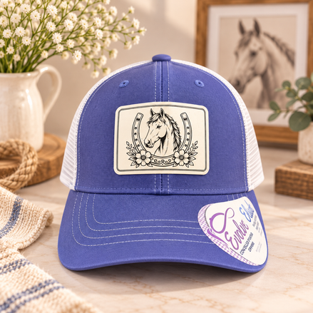 Women's Floral Horse Patch Ponytail Trucker Hat