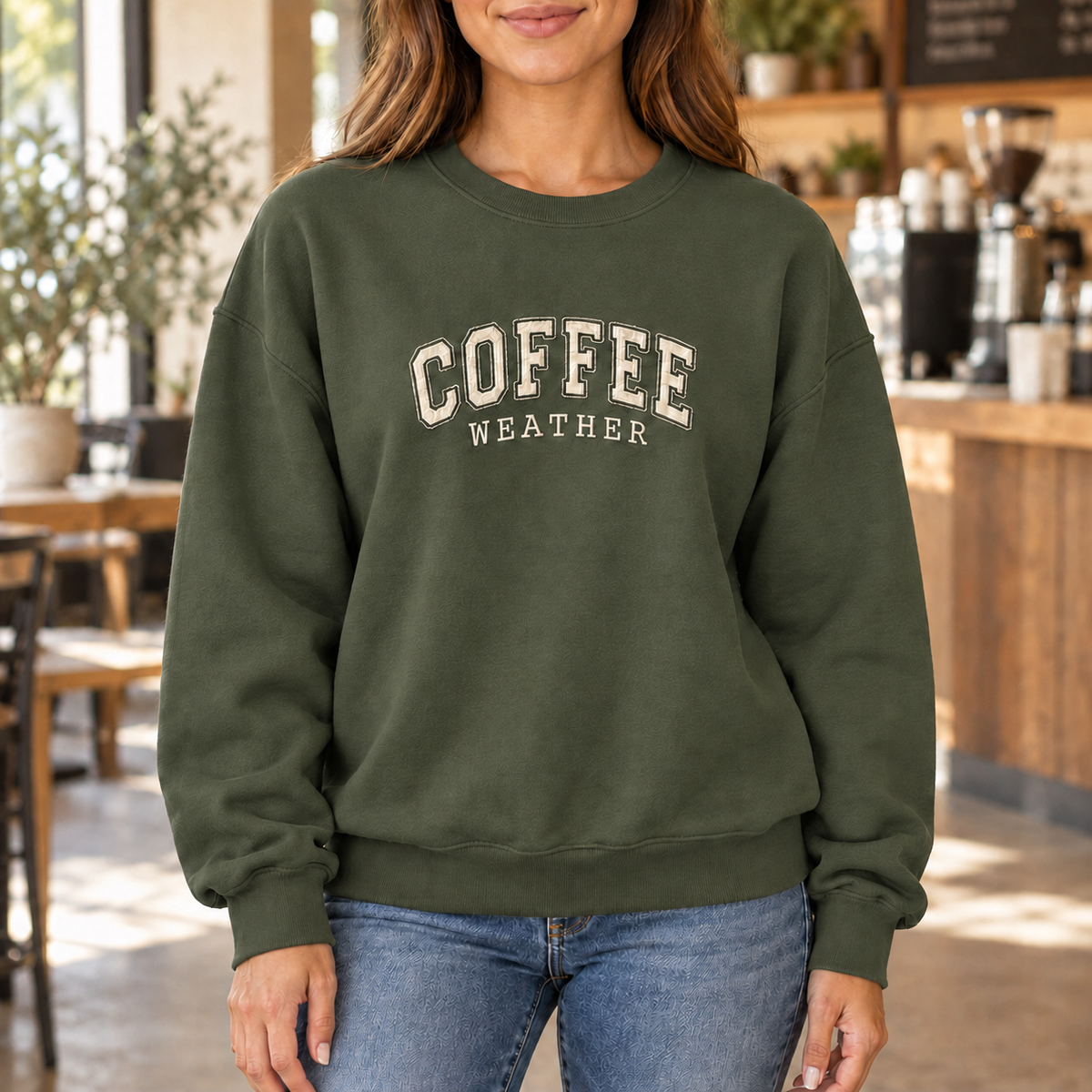 Coffee Weather Embroidered Sweatshirt