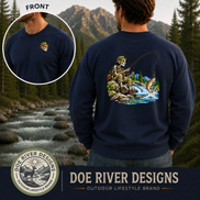 Skeleton Fly Fishing T-Shirt or Sweatshirt | Front & Back Graphic