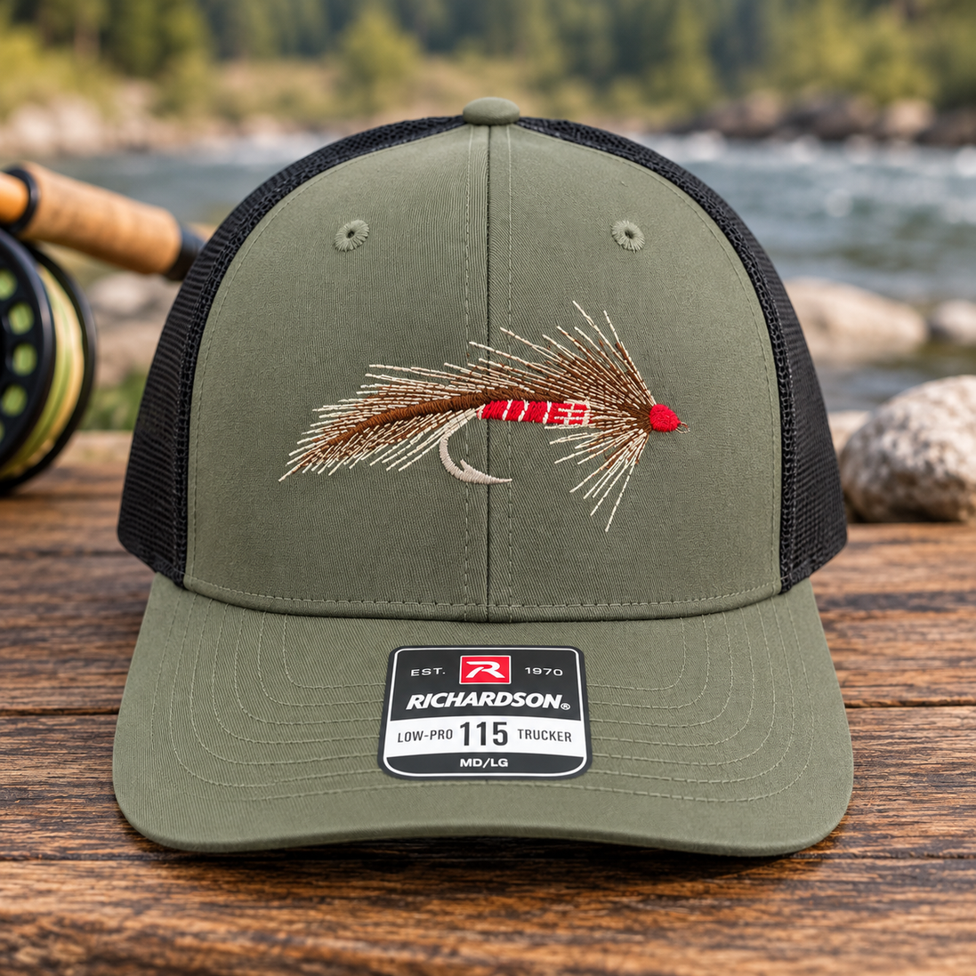 Embroidered Fly Fishing Hat – Richardson 115 Loden Green/Black