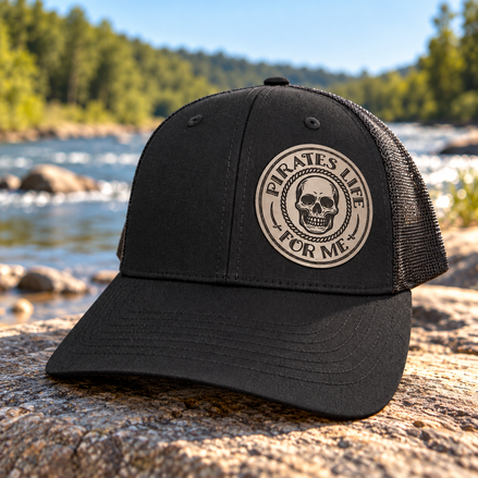 Pirate Trucker Hat – Richardson 115 Laser-Engraved Patch