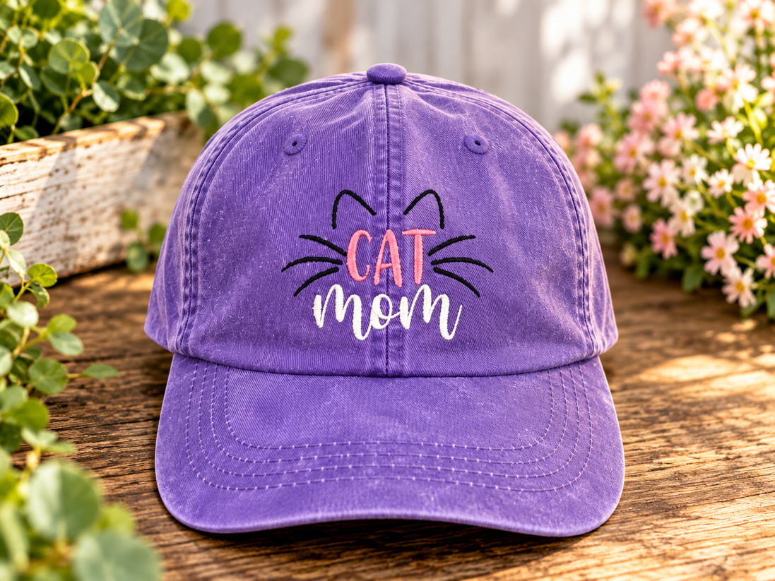 Embroidered Cat Mom Hat – Adjustable Dad Cap