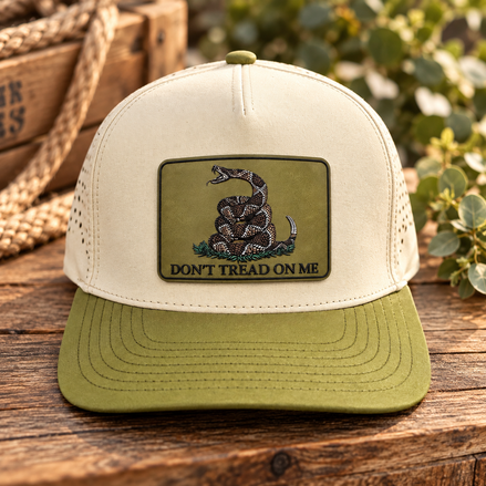 Don't Tread on Me Hat – Sand/Olive Durra-Bull Patch Trucker Cap