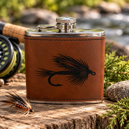 Fly Fishing Flask, Engraved Fishing Flask, 6 oz Hip Flask, Fly Fisherman Gift, Angler Gift, Fishing Gift for Men